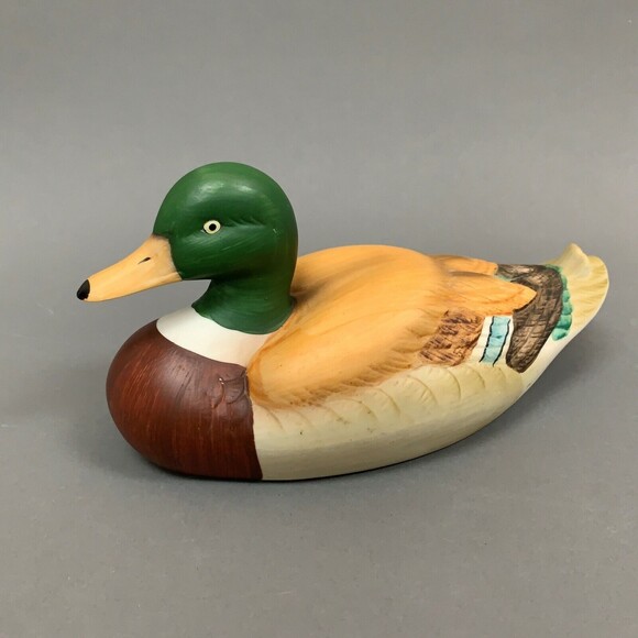 Lot of 2 Porcelain Mallard Ducks Canvas Back Hand Painted Green Head Brown Decoy - Picture 9 of 11